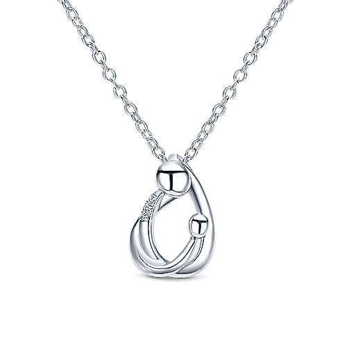 SS .02ct Dia Mother & Child Necklace NK2849SV5JJ-18
