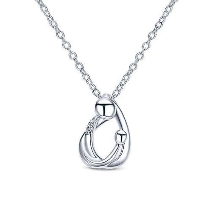 SS .02ct Dia Mother & Child Necklace NK2849SV5JJ-18