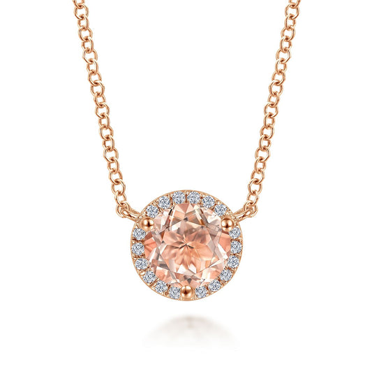 14kR .75ct Morganite & .07ct Diamond Neck NK4616K45MO