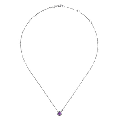 SS .74ct Amethyst .02 Dia Necklace NK5241SV5AM- 17.5