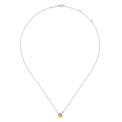 SS .80ct Citrine .02ct Dia Necklace NK5241SV5CT - 17.5