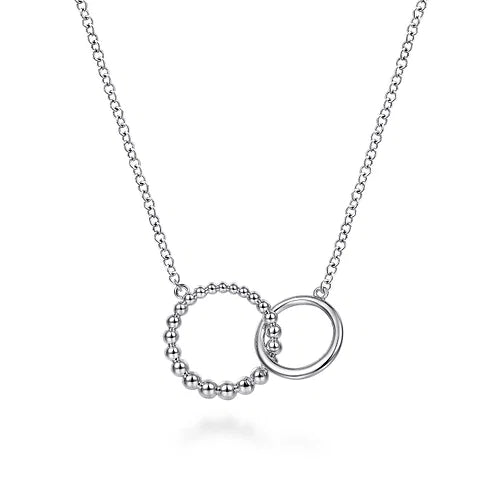 SS Beaded Double Circle Necklace NK6388SVJJJ