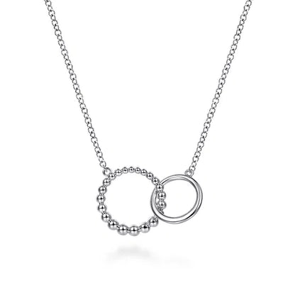 SS Beaded Double Circle Necklace NK6388SVJJJ