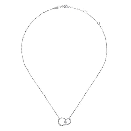 SS Beaded Double Circle Necklace NK6388SVJJJ