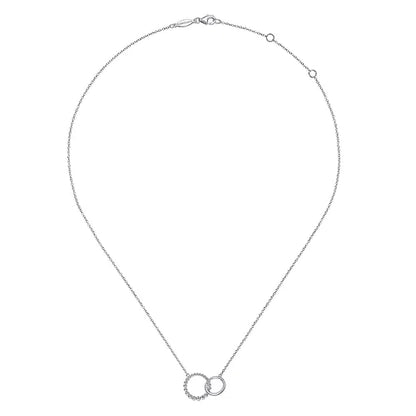 SS Beaded Double Circle Necklace NK6388SVJJJ