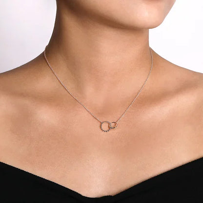 SS Beaded Double Circle Necklace NK6388SVJJJ