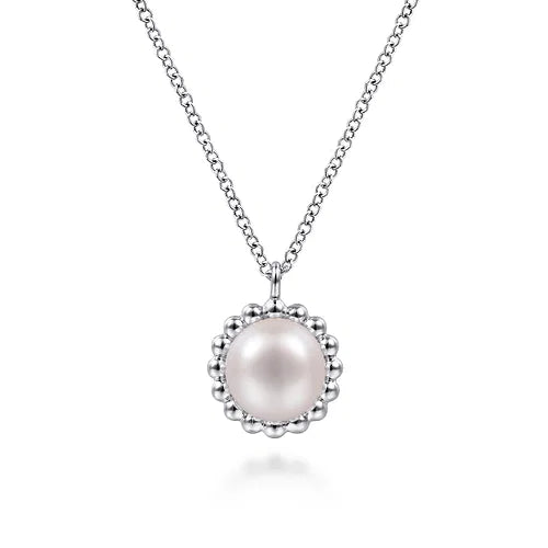 SS Beaded Pearl Necklace NK6412SVJPL