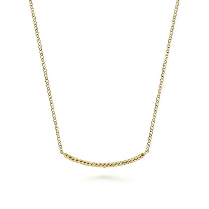 14kY Twisted Rope Bar Necklace NK6458Y4JJJ-17.5