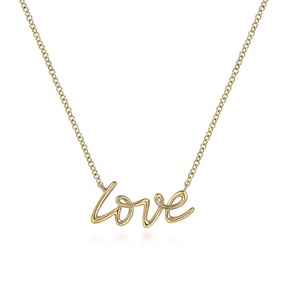 14kY Love Script Necklace NK6479Y4JJJ-17.5