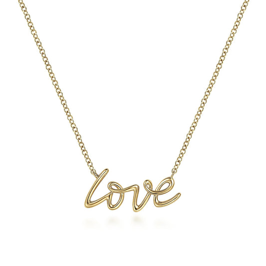 14kY Love Script Necklace NK6479Y4JJJ-17.5