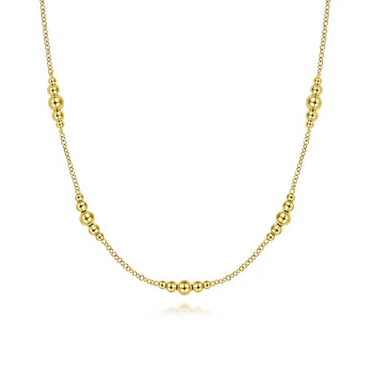 14kY Graduated Bead Station Neck NK6559Y4JJJ-17.5