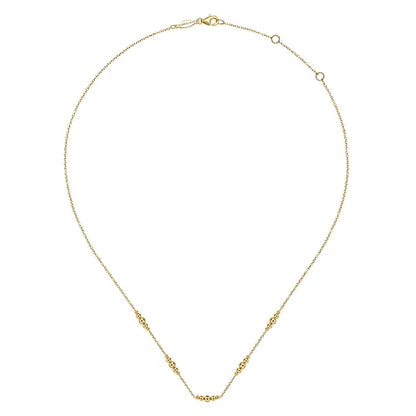 14kY Graduated Bead Station Neck NK6559Y4JJJ-17.5