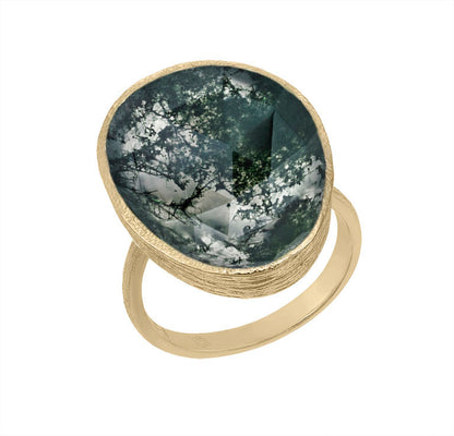 18k Vermeil Moss Agate Ring O129 - 007MUO16