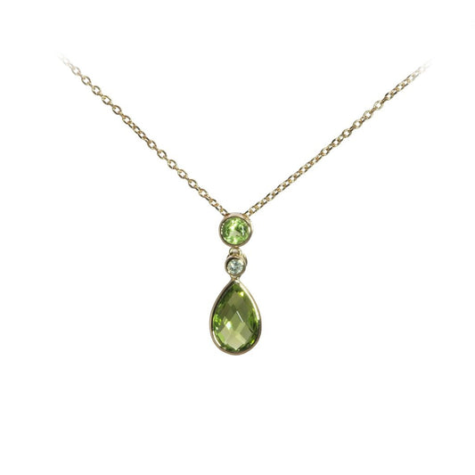 14kY Peridot & .03ct Diamond Drop Necklace P- 0054-D-PT