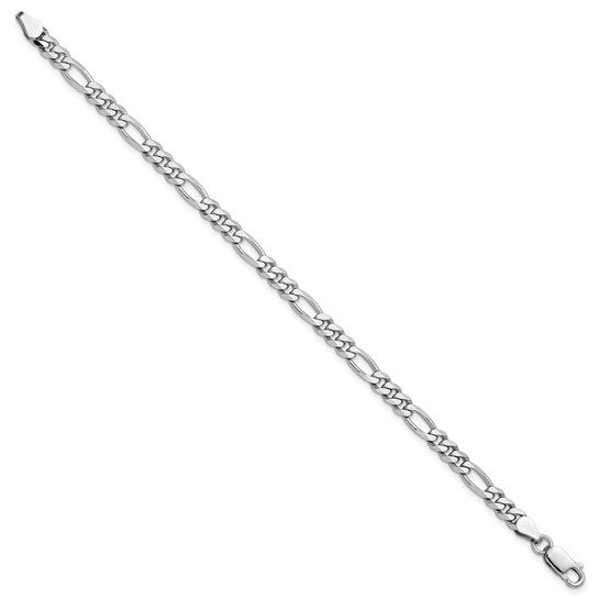SS Rhodium Plated 4.5mm Figaro Chain Bracelet QFG120R-8