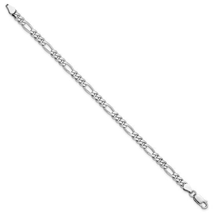 SS Rhodium Plated 4.5mm Figaro Chain Bracelet QFG120R-8