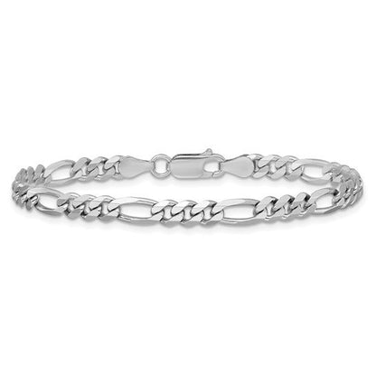 SS Rhodium Plated 4.5mm Figaro Chain Bracelet QFG120R-8