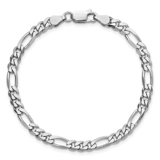 SS Rhodium Plated 4.5mm Figaro Chain Bracelet QFG120R-8