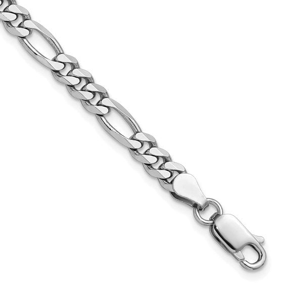 SS Rhodium Plated 4.5mm Figaro Chain Bracelet QFG120R-8