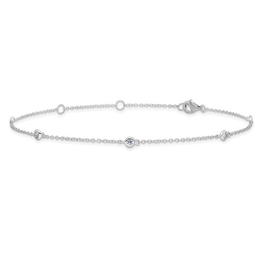 SS Bezel CZ Station Anklet QG4726-10