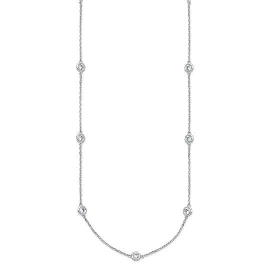 SS CZ Station Necklace QG5633-16-18
