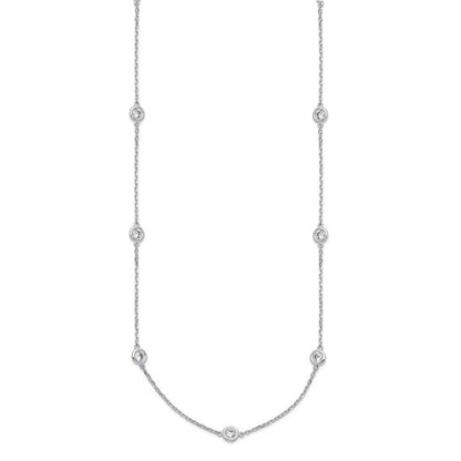 SS CZ Station Necklace QG5633-16-18