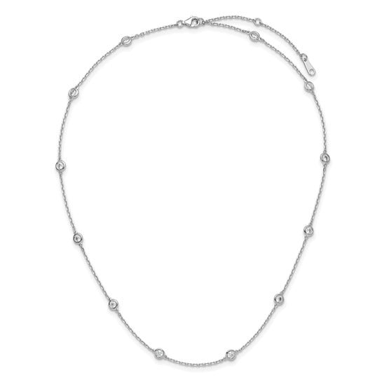 SS CZ Station Necklace QG5633-16-18