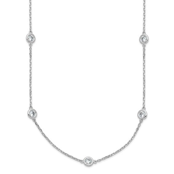 SS CZ Station Necklace QG5633-16-18