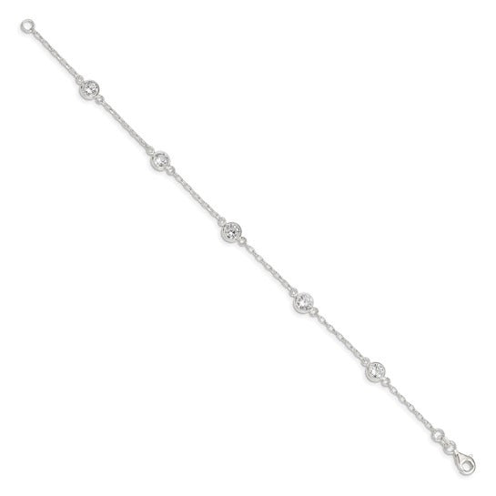 SS CZ Station Bracelet QX936CZ-7.5