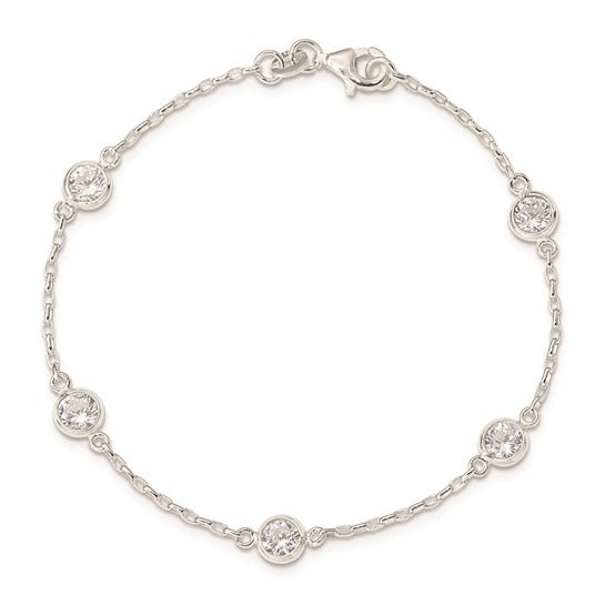 SS CZ Station Bracelet QX936CZ-7.5