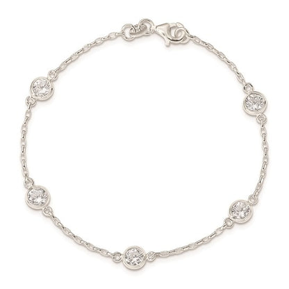 SS CZ Station Bracelet QX936CZ-7.5