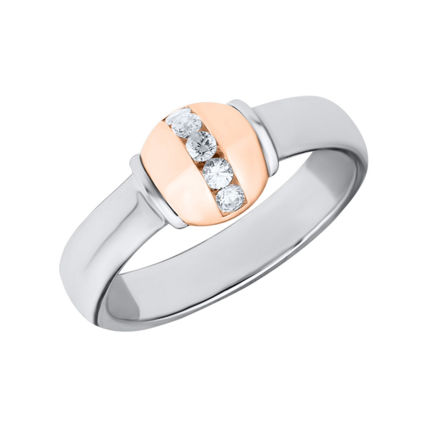 SS/RG .14cttw Diamond Bead Ring RF5634-5