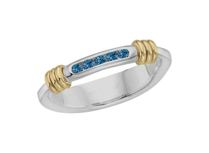 SS/YG .10ct Blue Dia Signature Ring RI16640BLD-7