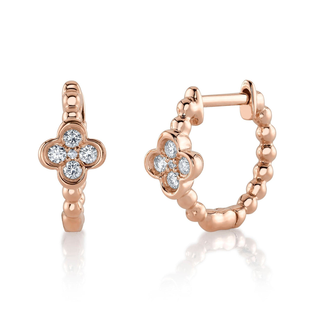 14kR .10cttw Diamond Clover Huggie SC22008924