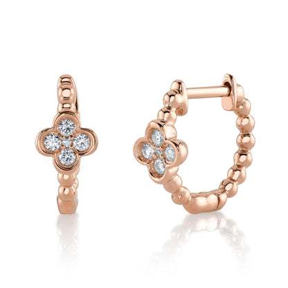 14kR .10cttw Diamond Clover Huggie SC22008924