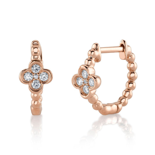 14kR .10cttw Diamond Clover Huggie SC22008924