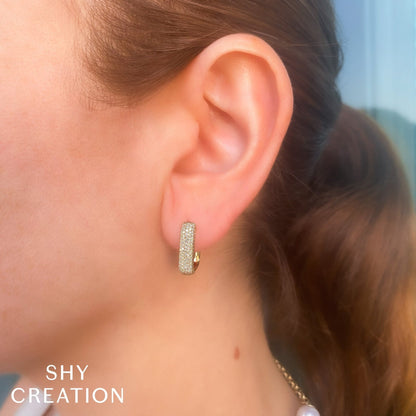 14kW .59cttw Diamond Pave Rectangle Hoop SC22009499H0.65