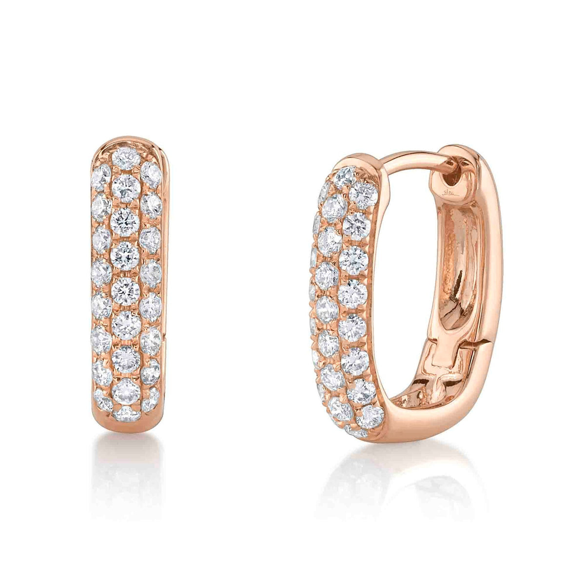 14kR .46cttw Pavé Diamond Rectangle Hoop SC22009574