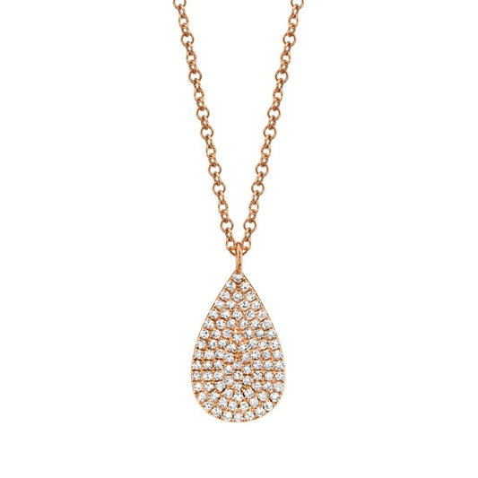 14kR .19cttw Diamond Pave Pear Necklace SC55002003