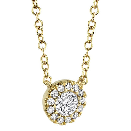 14kY .14cttw Diamond Halo Necklace SC55002696