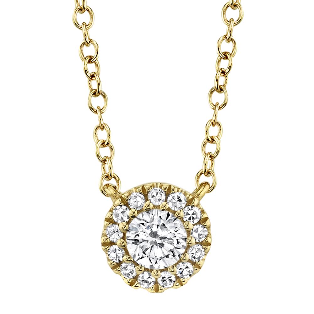 14kY .14cttw Diamond Halo Necklace SC55002696