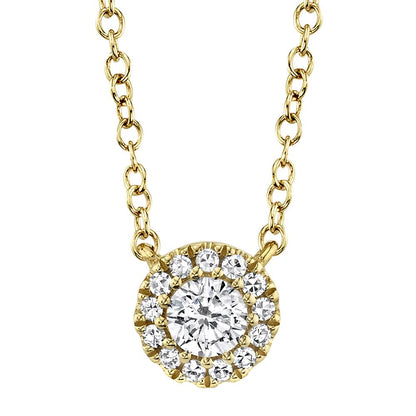 14kY .14cttw Diamond Halo Necklace SC55002696