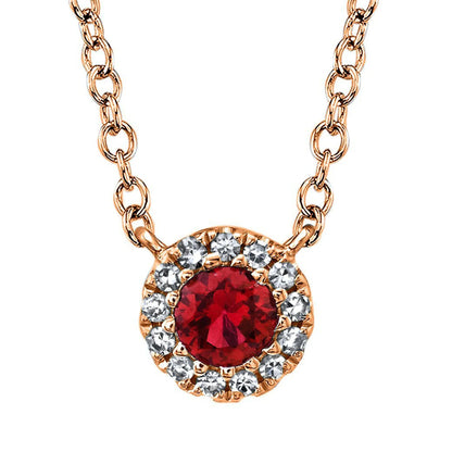 14kR .14ct Ruby .04cttw Diamond Halo Necklace SC55002758