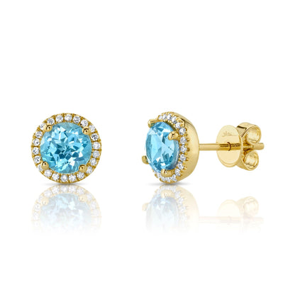14kY 2.06cttw Blue Topaz .14cttw Diamond Stud SC55006938