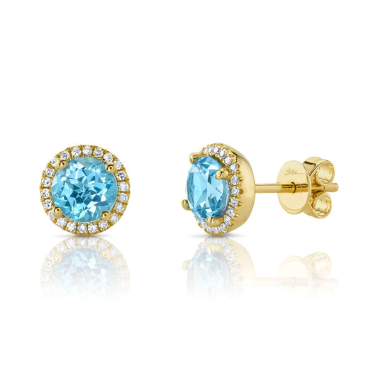 14kY 2.06cttw Blue Topaz .14cttw Diamond Stud SC55006938