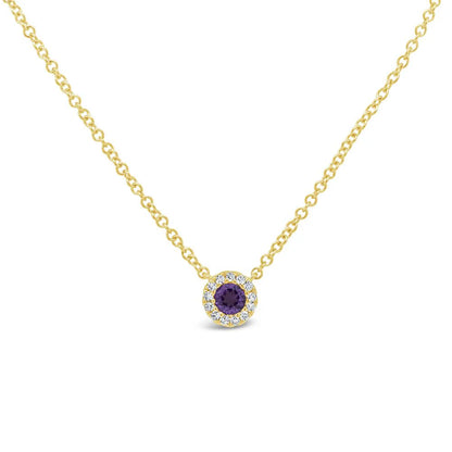 14kY .10ct Amethyst .04cttw Dia Halo Necklace SC55007723