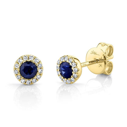 14kY .28cttw Sapphire .08cttw Diamond Stud SC55008114