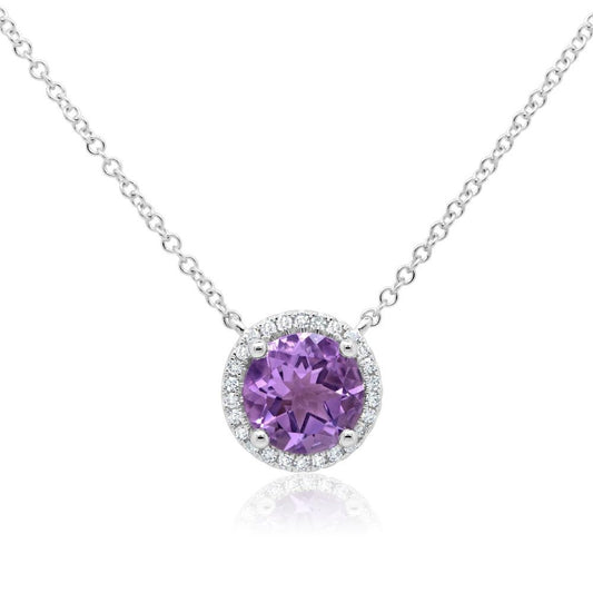 14kW 1.10ct Amethyst .08cttw Diamond Necklace SC55008209