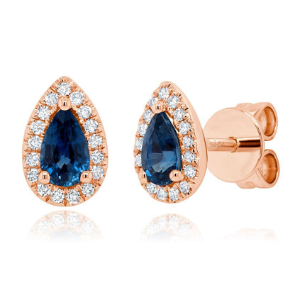 14kR .57cttw Sapphire .11cttw Diamond Stud SC55008592