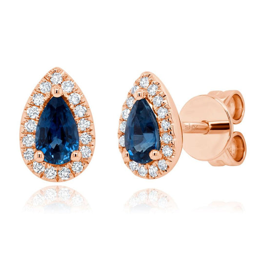 14kR .57cttw Sapphire .11cttw Diamond Stud SC55008592